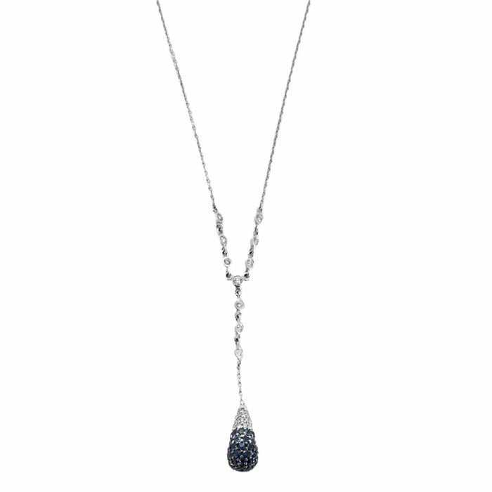 Collier Collier en or gris diamants et saphirs 58 Facettes DV0560-2