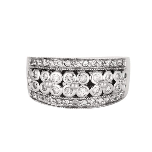 Bague 52 Bague jonc en or gris et diamants 58 Facettes BG1