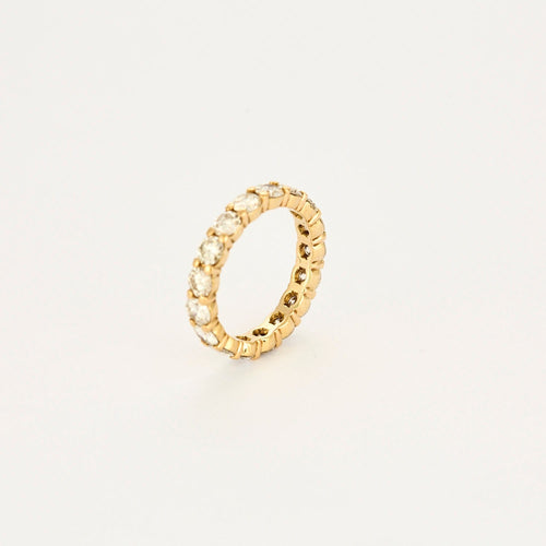 Bague 53 Alliance américaine tour complet en or jaune 18 carats et diamants 58 Facettes