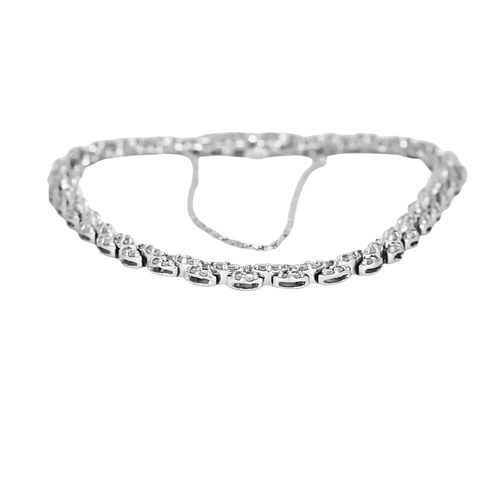 Bracelet Bracelet maillons navette sertis de diamants en or blanc 58 Facettes BO/250017 NSS