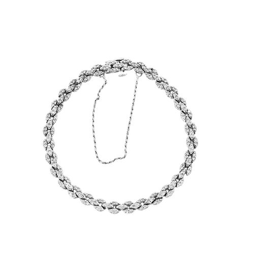 Bracelet Bracelet maillons navette sertis de diamants en or blanc 58 Facettes BO/250017 NSS