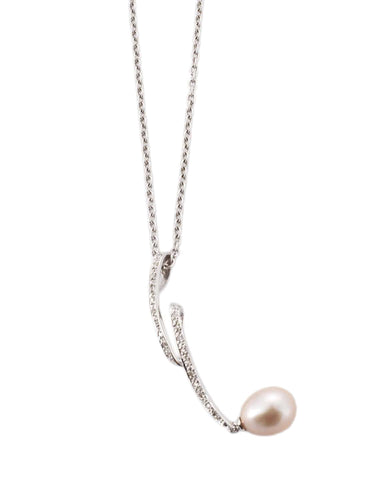 Collier Collier pendentif "Yam" en or blanc 18k, perle de culture et diamants 58 Facettes BO/230034
