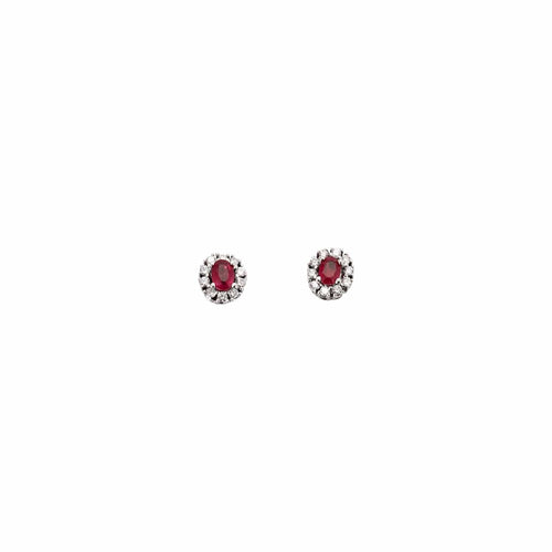 Boucles d'oreilles Puces d’oreilles entourage en or blanc et diamants, rubis 58 Facettes BO/230031 NSS