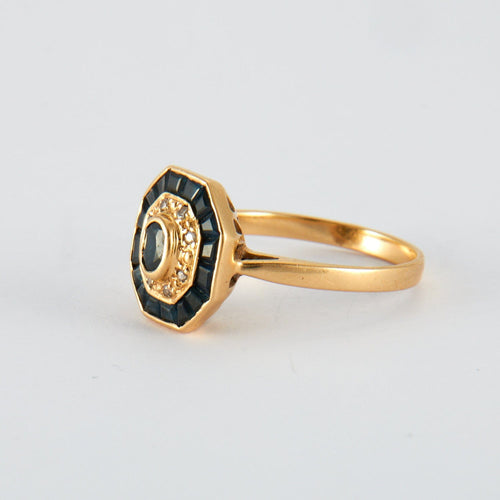 Bague Bague Style Art Déco en or jaune, saphir 58 Facettes 527