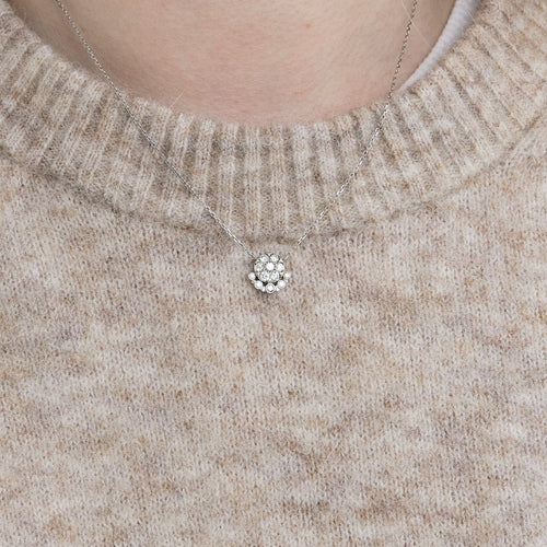 Collier Cartier - Collier pendentif vintage motifs floraux en or blanc et diamants 58 Facettes BO/240037/