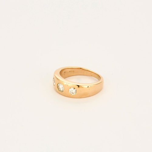 Bague 51.5 Bague jonc trilogie en or rose 18 carats et diamants 58 Facettes