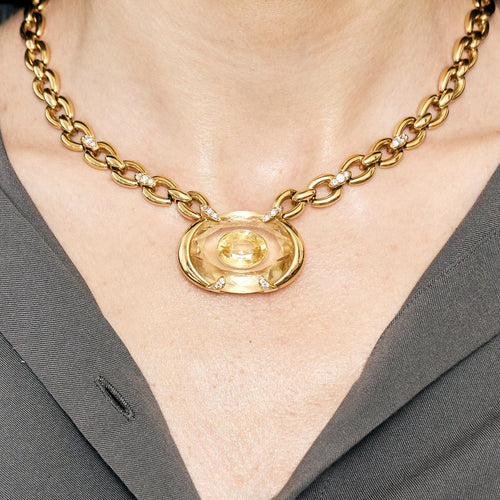 CARTIER - Sautoir Or Jaune, Citrine, Saphir Jaune, Diamants 58 Facettes