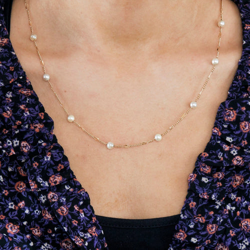 Collier Collier maille figaro en or jaune 18k et perles de culture 58 Facettes BO/230031 RIV