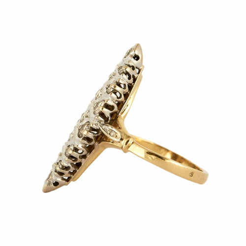 Bague 55 Bague Marquise vintage pavée en or jaune 18 carats et diamants 58 Facettes BO/230031