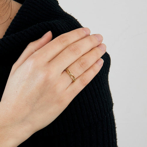 Bague 54 Bague chaîne souple en or jaune 750 58 Facettes BO/230122