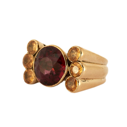 Bague 50.5 Bague Giorgia vintage en or jaune 18 carats et grenat, topazes 58 Facettes BO/230014 STA