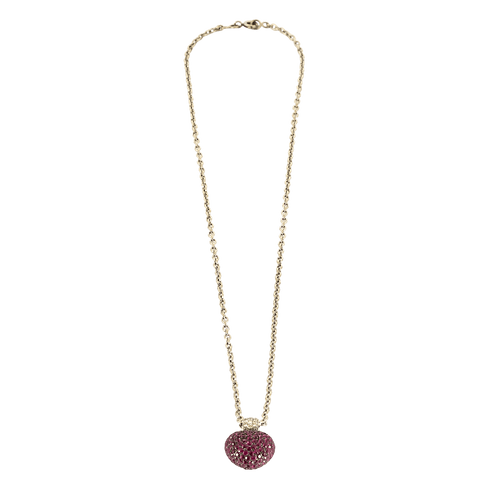 Collier Collier pendentif cœur en or blanc 18 carats, rubis et diamants 58 Facettes BO/250017//