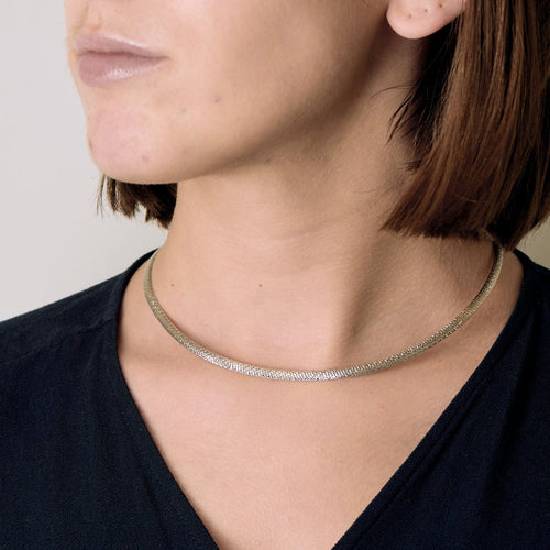 Collier Collier maille oméga réversible en or jaune et or blanc 58 Facettes BO/250006