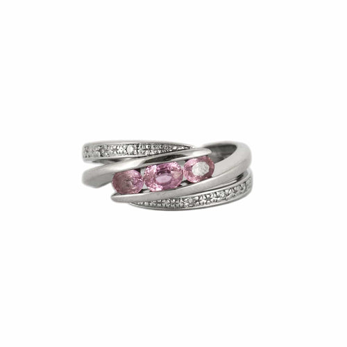 Bague 51 Bague Dimona en or blanc 18k, saphirs roses et diamants 58 Facettes BO/230063