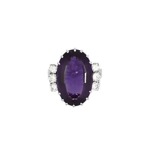 Bague 50 Bague sertie d’améthyste en or blanc 18k et diamants 58 Facettes BO/250006/