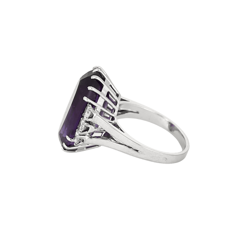 Bague 50 Bague sertie d’améthyste en or blanc 18k et diamants 58 Facettes BO/250006/