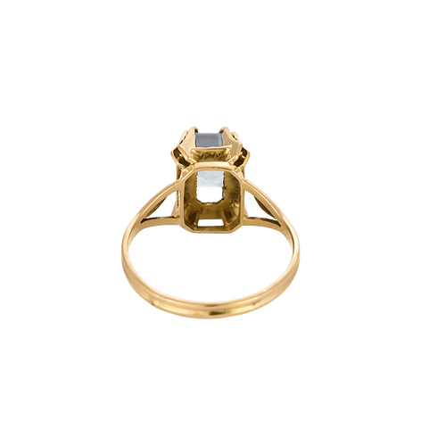 Bague 51 Bague tourmaline bleue taille émeraude en or rose 18 carats 58 Facettes BO/250034