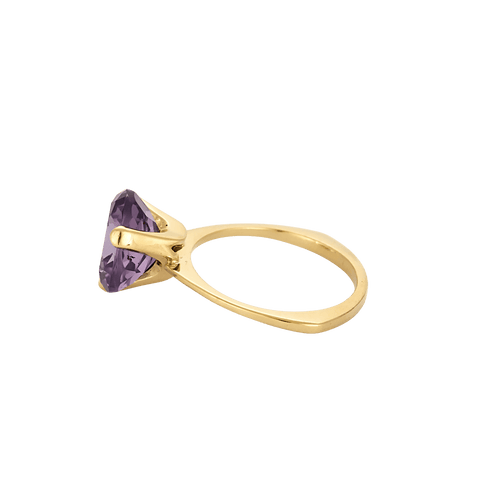 Bague 54 Fred - Bague sertie d’une améthyste ronde en or jaune 18 carats 58 Facettes 1409-21