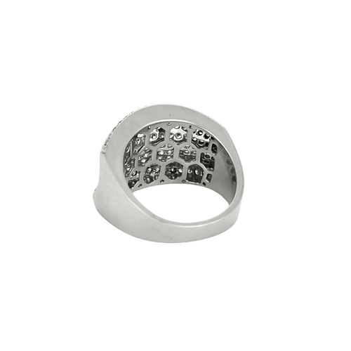 Bague 54 Bague jonc large pavée en or blanc et diamants 58 Facettes BO/250009/