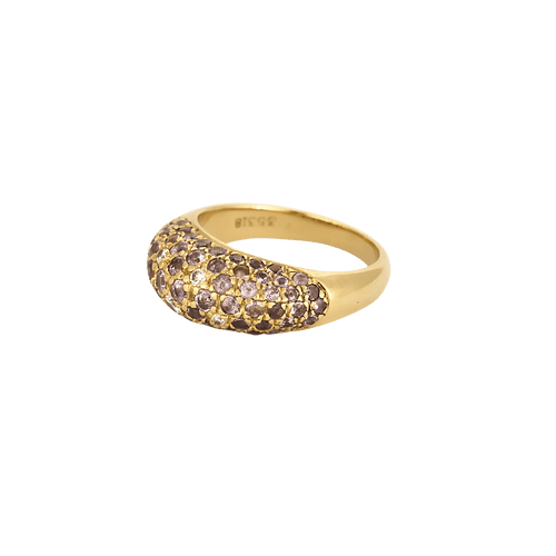 Bague 51 Poiray - Bague jonc dôme pavée en or jaune 18k, diamants et saphirs 58 Facettes BO/250018/