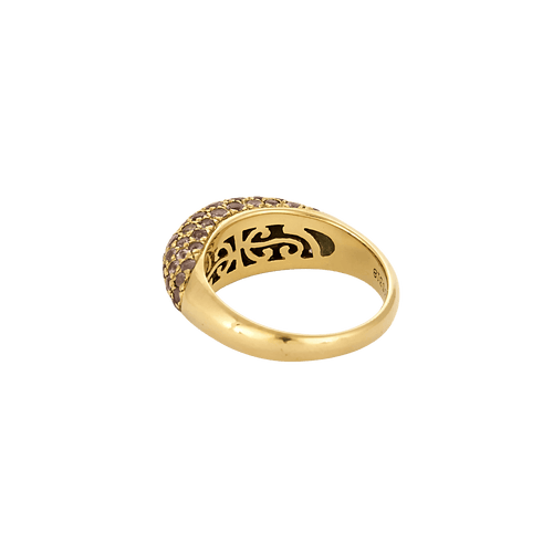 Bague 51 Poiray - Bague jonc dôme pavée en or jaune 18k, diamants et saphirs 58 Facettes BO/250018/