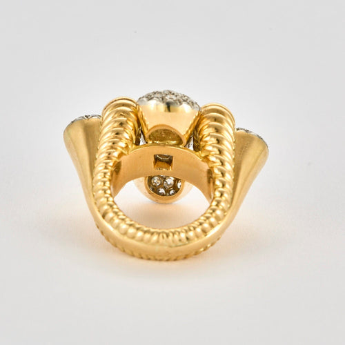 ARNOLD OSTERTAG (Attribué à ) - Bague en or jaune, platine et diamants 58 Facettes