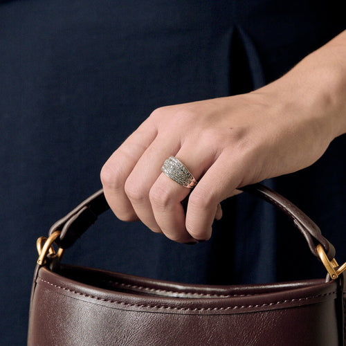 Bague 51 Bague jonc pavée de diamants en or blanc 18 carats 58 Facettes BO/250023