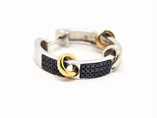 Boucles d'oreilles Asherali Knopfer - Créole en or blanc 18 carats et diamants noirs 58 Facettes 590022CN