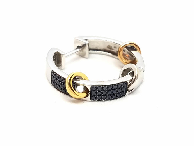 Boucles d'oreilles Asherali Knopfer - Créole en or blanc 18 carats et diamants noirs 58 Facettes 590022CN