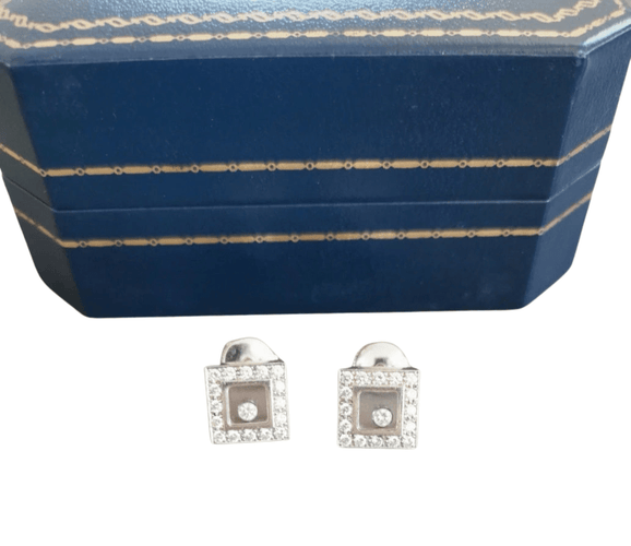 Boucles d'oreilles CHOPARD - Boucles d'oreilles Happy Diamonds or gris et diamants 58 Facettes DV4455-1