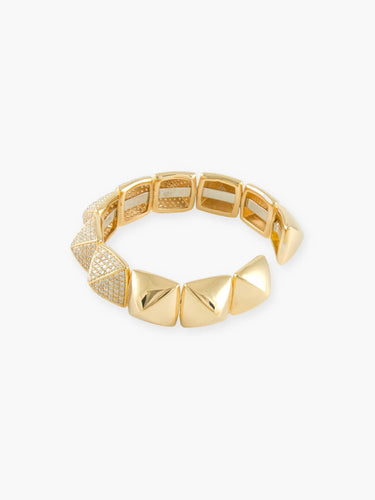 Pulsera Pulsera Pyramide pavimentada con diamantes en oro amarillo de 18 quilates 58 Facettes 210015