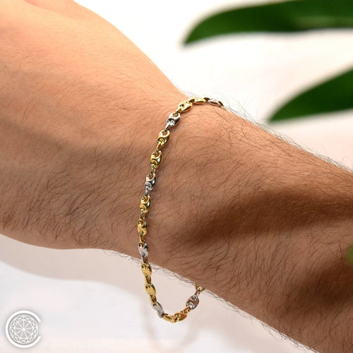 Bracelet Bracelet Link navy blue bicolor in 18k gold 58 Facettes EC00GB270B0CE