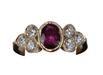 Bague 55 Oval Ruby and Diamond yellow gold ring 58 Facettes BA-4