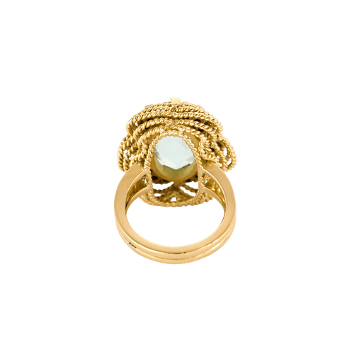 Bague 51 Bague motif floral en or jaune 18k, aigue-marine et diamants 58 Facettes BO/240027