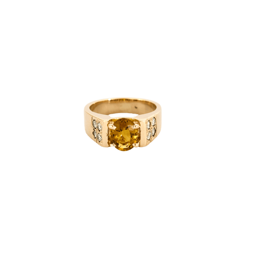 Bague 46 Bague citrine sertie griffes en or jaune et diamants 58 Facettes BO/240017/