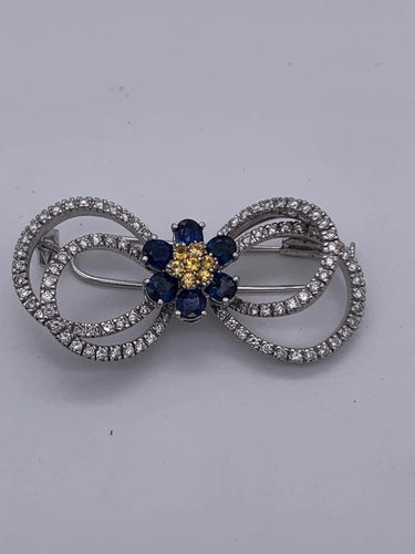Broche Broche saphirs et diamants 58 Facettes