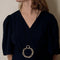 Hermès - Chaîne d'ancre - Colgante redondo en plata y cordón de algodón negro 