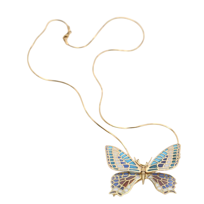 Butterfly in gold and enamel. Dual function