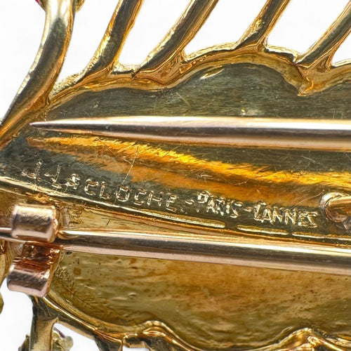 Broche Jacques Lacloche - Broche feuille sertie de rubis en or jaune 58 Facettes