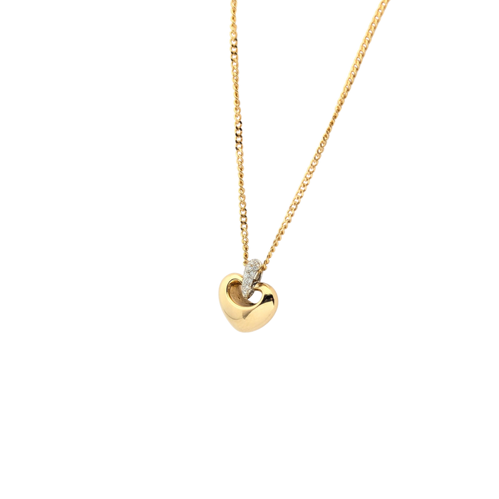 Collana cuore in oro giallo e diamanti