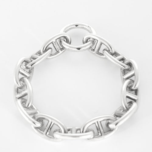 Hermès - Chaîne d'ancre - Colgante redondo en plata y cordón de algodón negro 