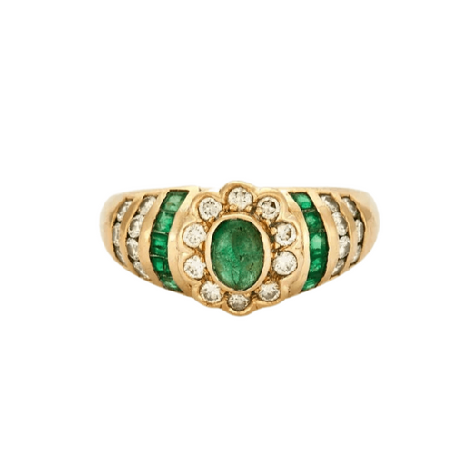 Bague 55 BAGUE FLEUR DIAMANTS ET EMERAUDES 58 Facettes BO/230103