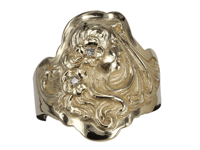 Bague Bague en or jaune diamant sculpté à la main 58 Facettes BA-1131