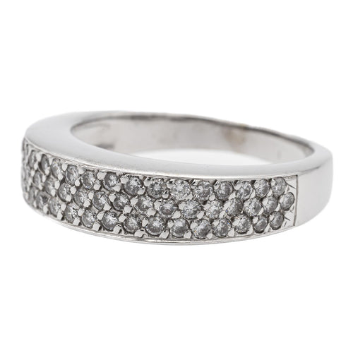 Bague 56 Bague en or blanc 18 carats pavée de diamants 58 Facettes 729105CN