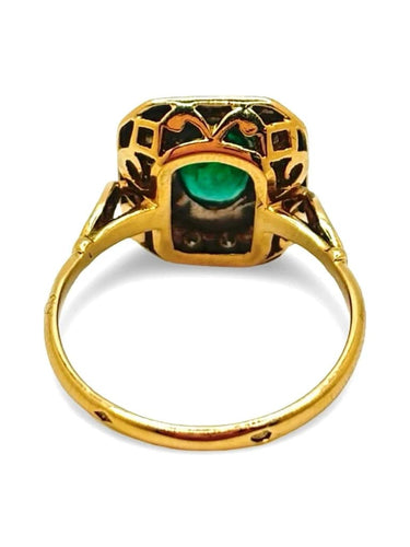 Bague 53.5 Bague en or jaune, émeraude 1 ct et diamants 0,15 ct 58 Facettes