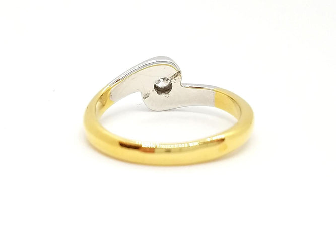 Bague 53 Bague solitaire bicolore en or jaune et or blanc 18 carats diamant 58 Facettes 730600CN