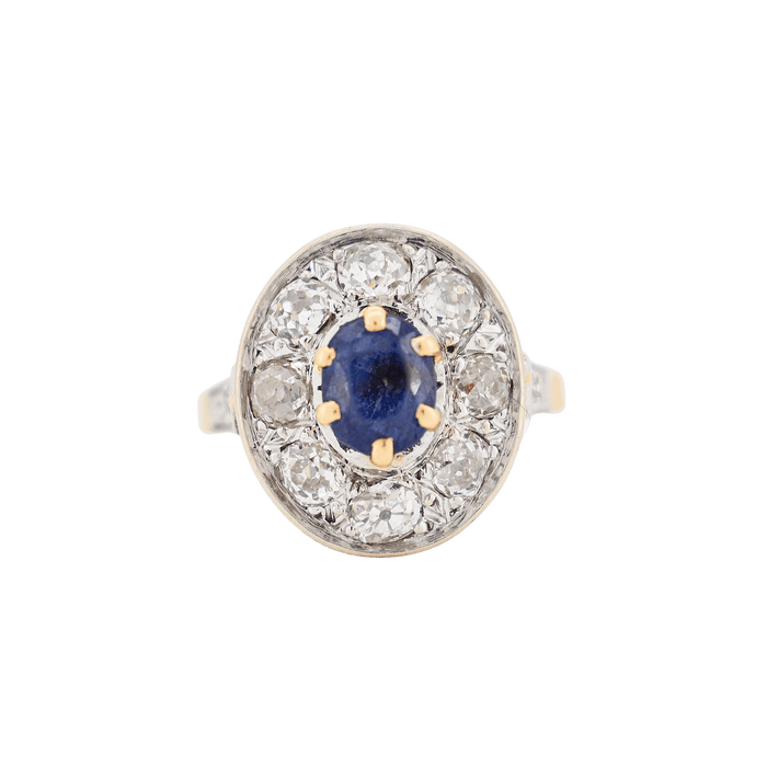 Bague 52 Bague Halo Vintage saphir et diamants 58 Facettes 227