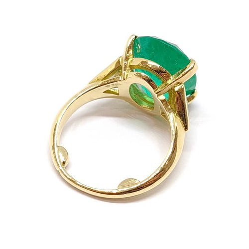 Ring 47 Solitär - Ring aus 18 Karat Gelbgold mit Smaragd und Diamanten 58 Facettes