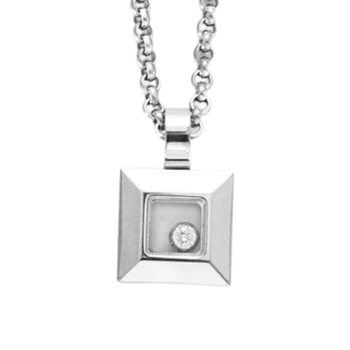 Collier Chopard Happy Diamonds- Collier Or gris et diamant 58 Facettes DV1919-2