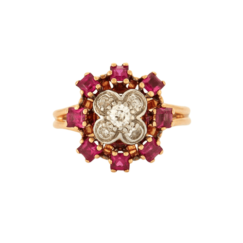 Bague 50 Bague Fleur Rubis Diamants 58 Facettes 230371